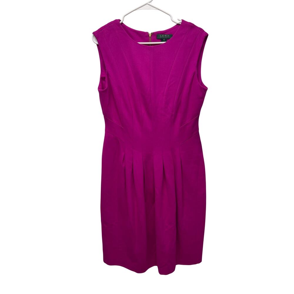 Lauren Ralph Lauren Pleated sheath dress sleeveless hot pink size 12 NWT